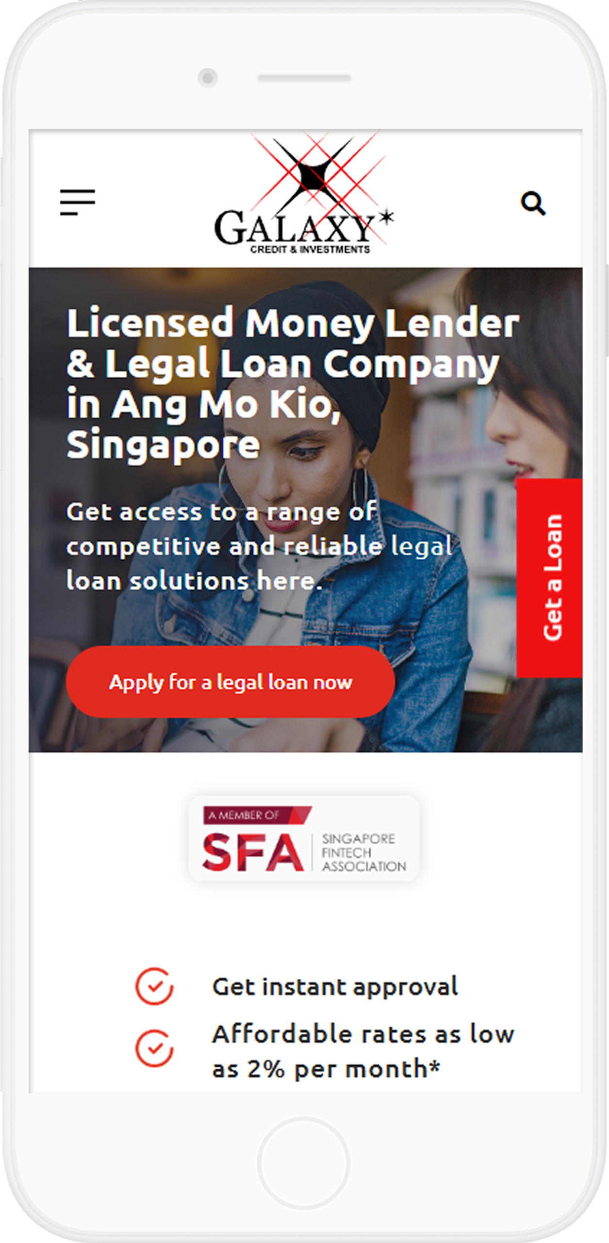 Galaxy Credit mobile view